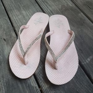 Amanda Blu pink rhinestone sandal flip flops size 8